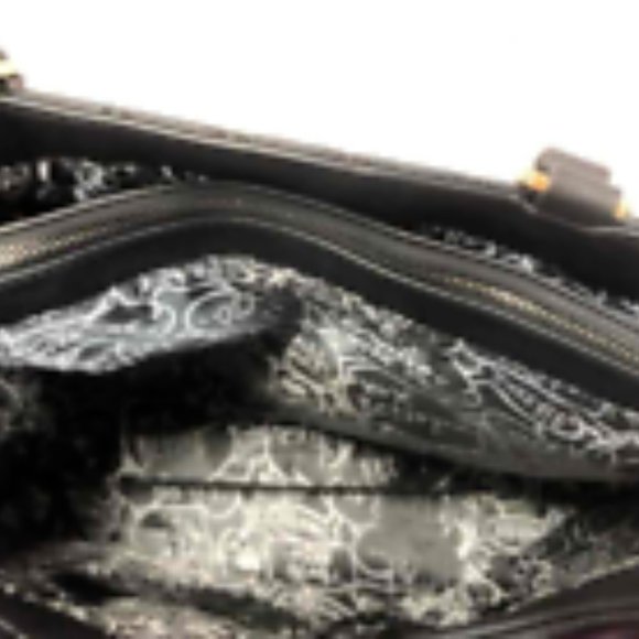 Betsey Johnson Women Black PVC Quilted Double Handle Shoulder Strap Tote Handbag - Picture 5 of 9